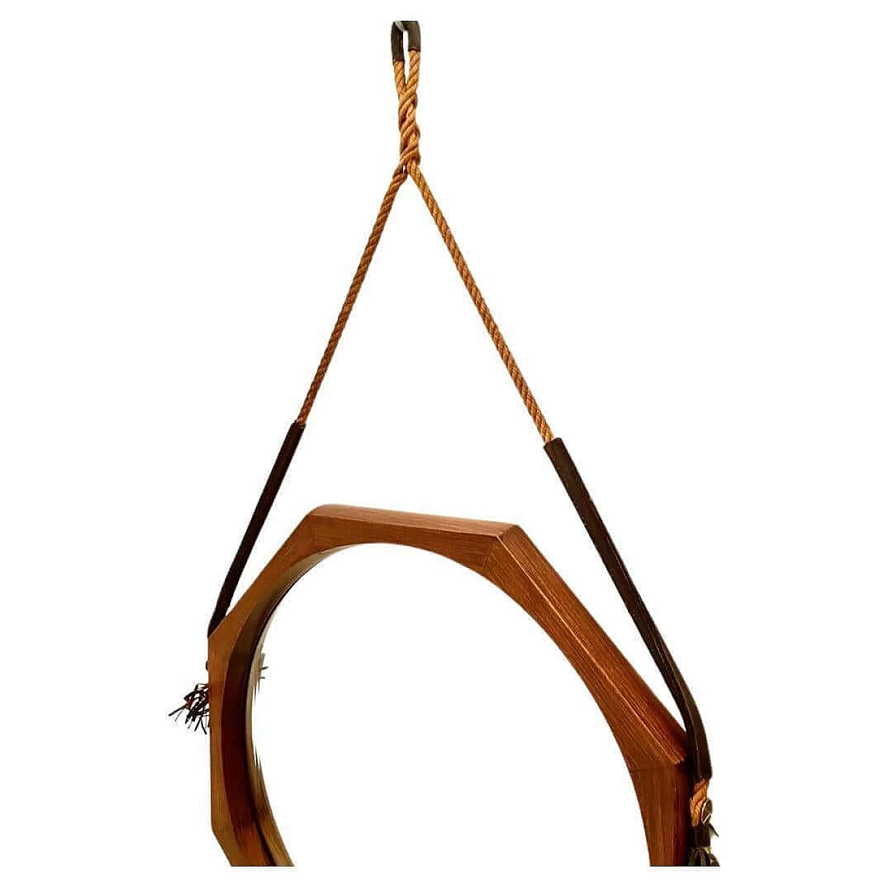 Specchio ottagonale in teak con vetro molato di Campo e Graffi, anni '60 2