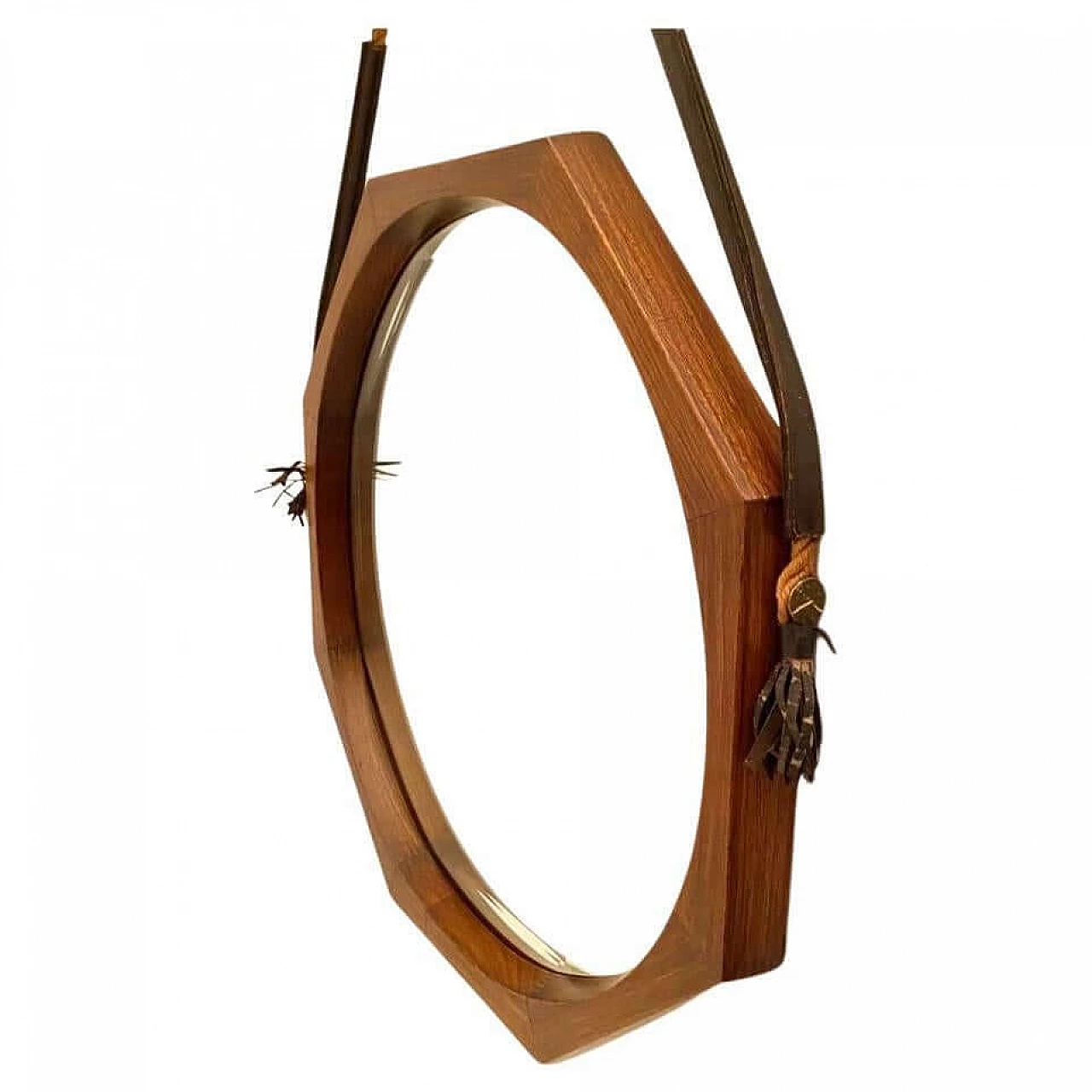 Octagonal mirror in teak with cut glass by Campo e Graffi, 1960s 8