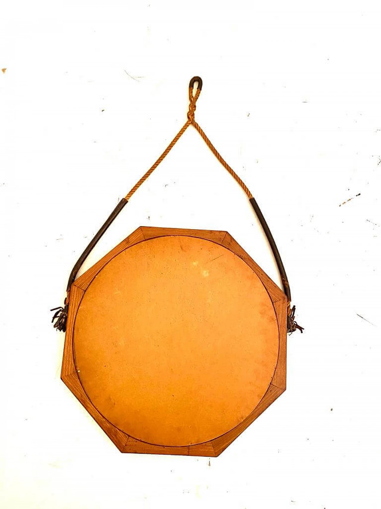 Octagonal mirror in teak with cut glass by Campo e Graffi, 1960s 11
