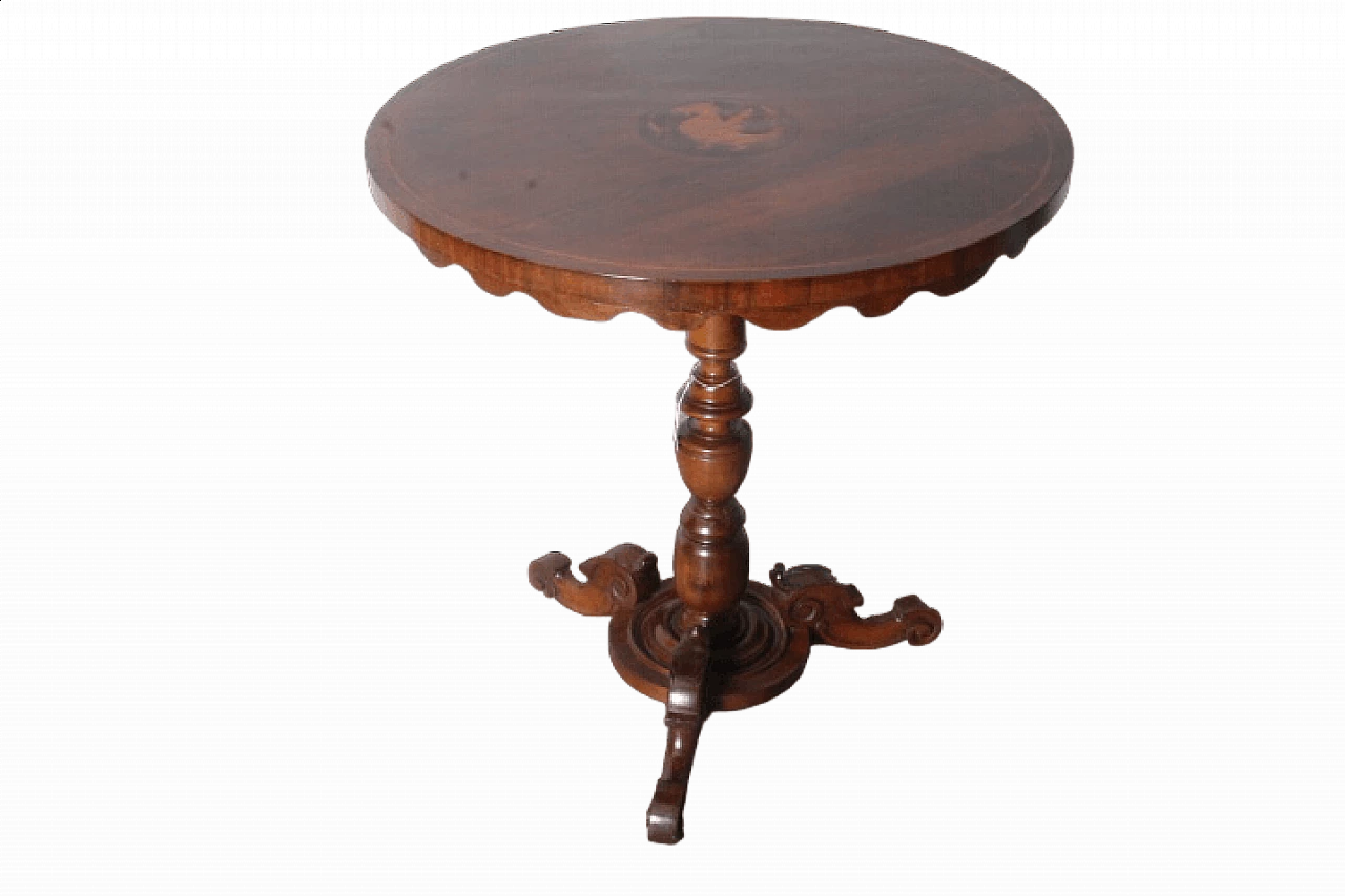 Umbrian Charles X solid walnut table with inlays, mid-19th century 13