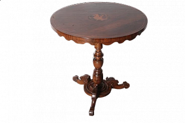 Umbrian Charles X solid walnut table with inlays, mid-19th century