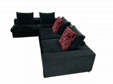 Groundpiece corner sofa in Tailor black textured fabric by Antonio Citterio for Flexform