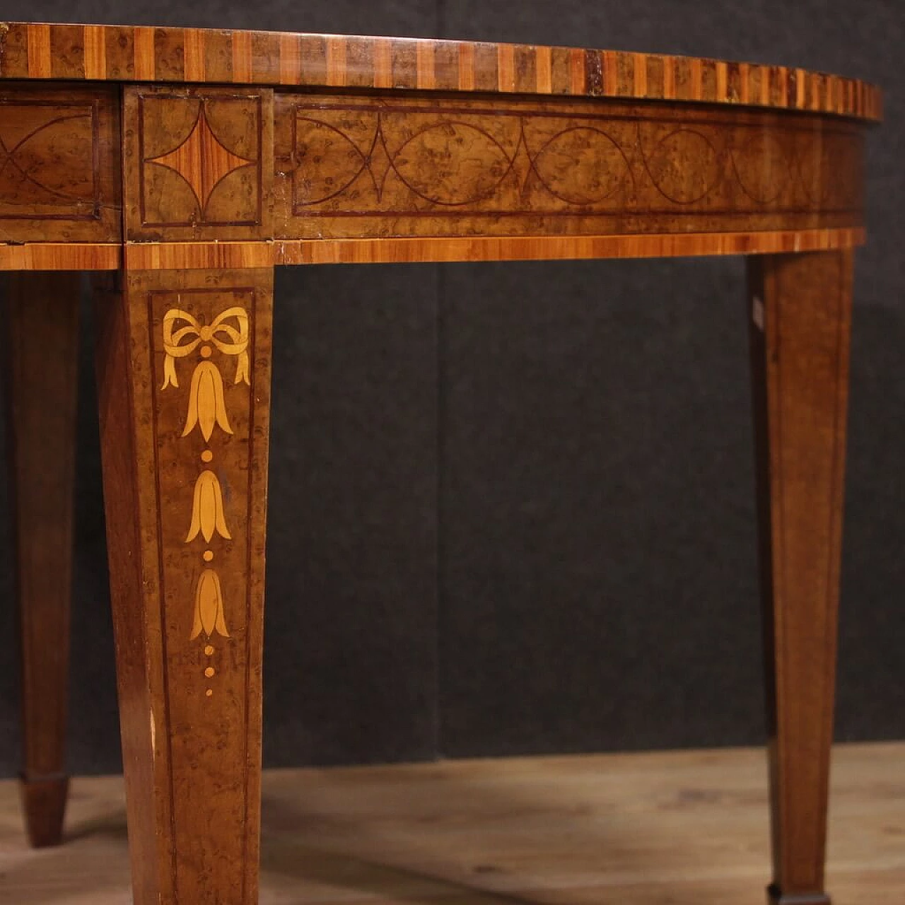 Tavolo intarsiato in stile Luigi XVI in legno, anni '50 3