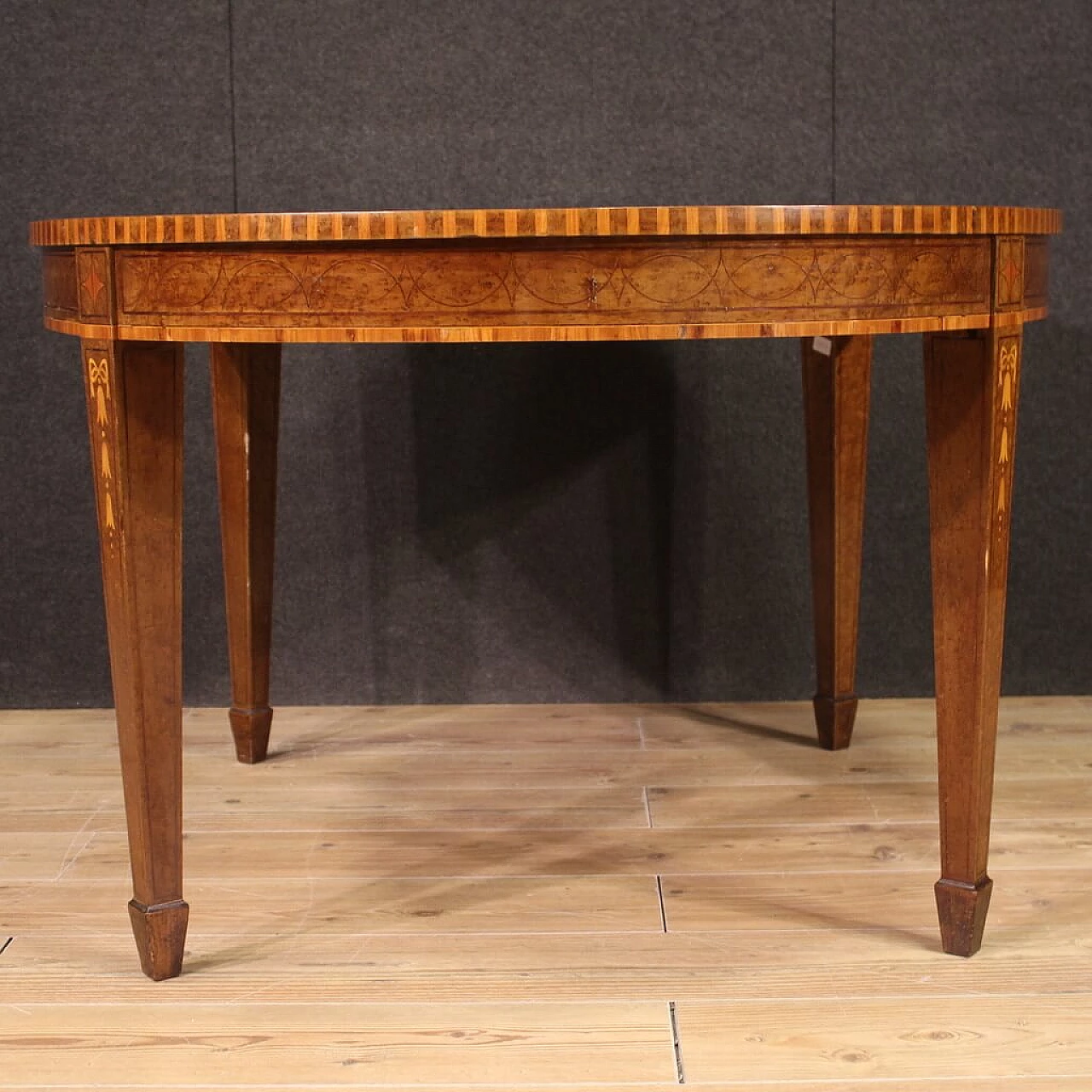 Tavolo intarsiato in stile Luigi XVI in legno, anni '50 4