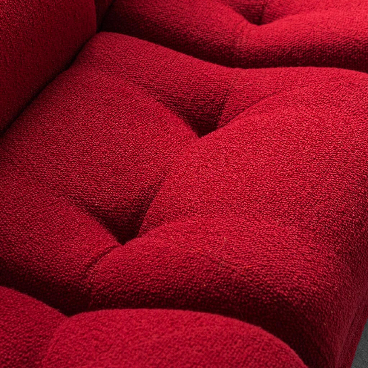 4-seater modular sofa in red fabric, 1970s 3