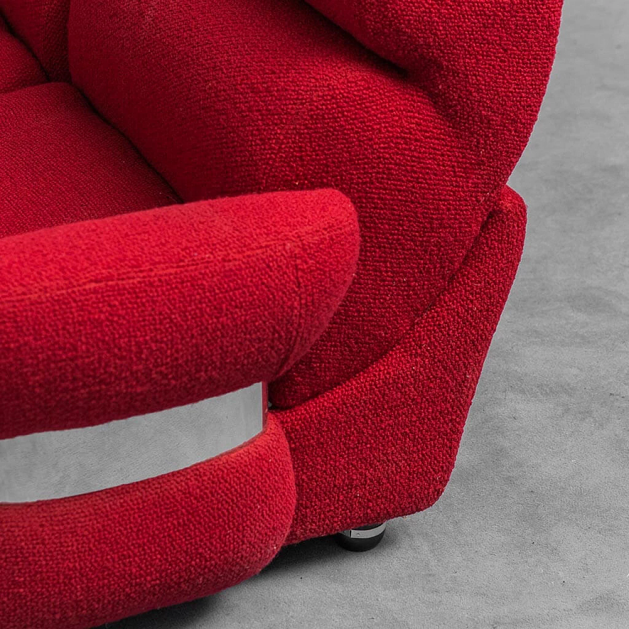 4-seater modular sofa in red fabric, 1970s 7