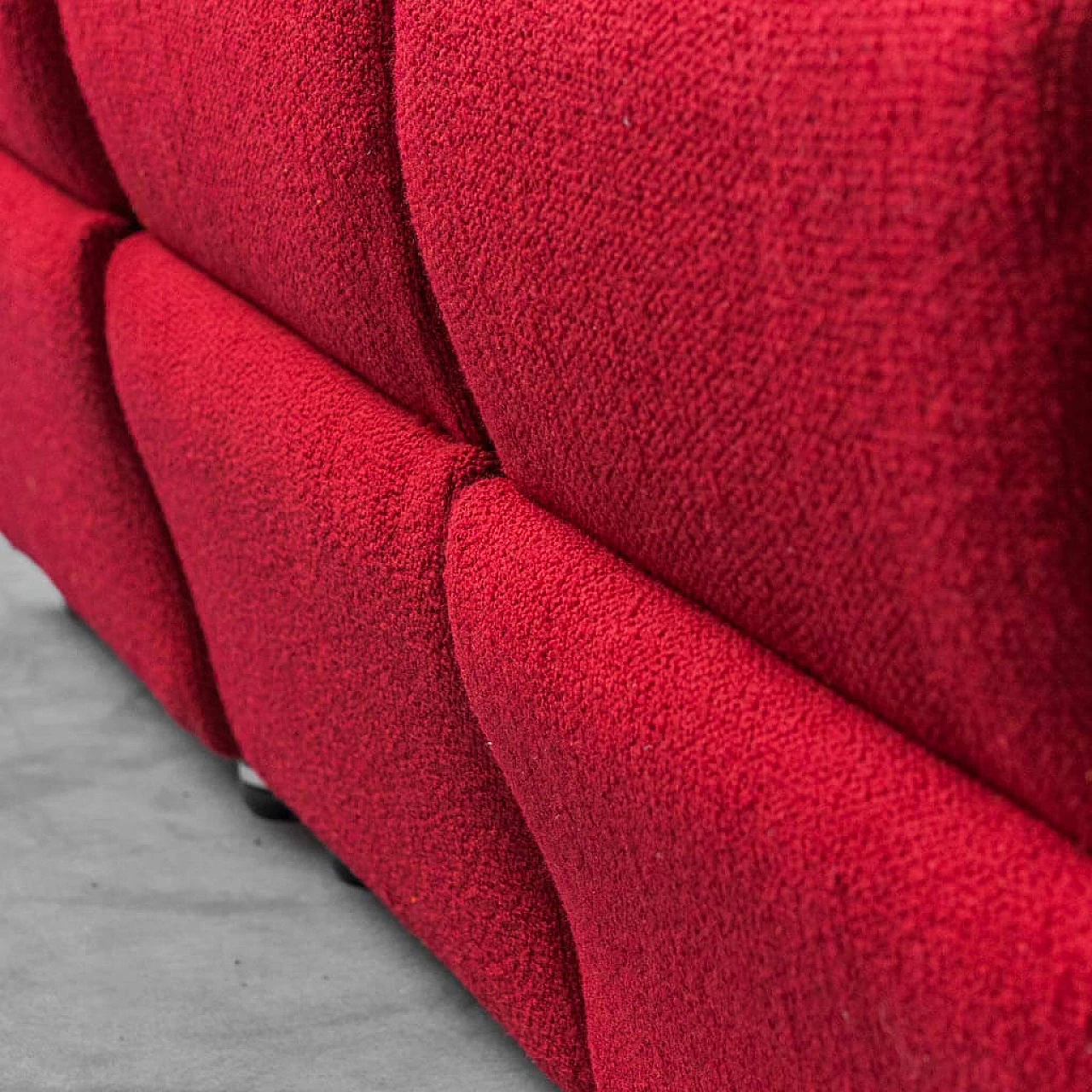 4-seater modular sofa in red fabric, 1970s 8