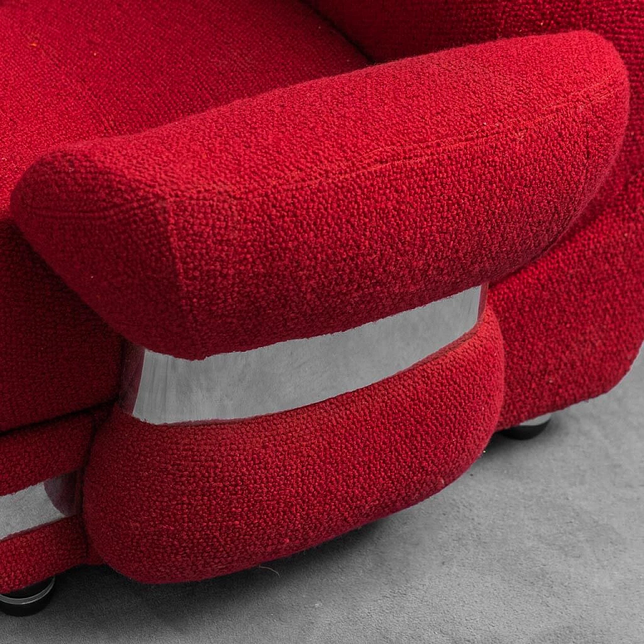 4-seater modular sofa in red fabric, 1970s 10