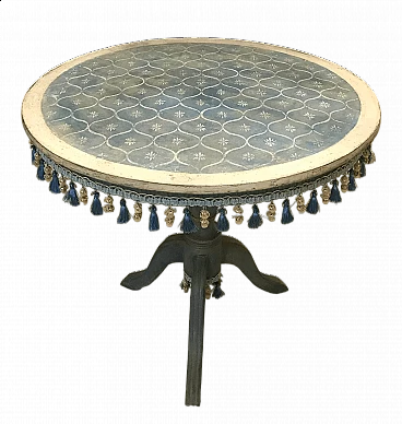 Decorated wooden round table, 1920s