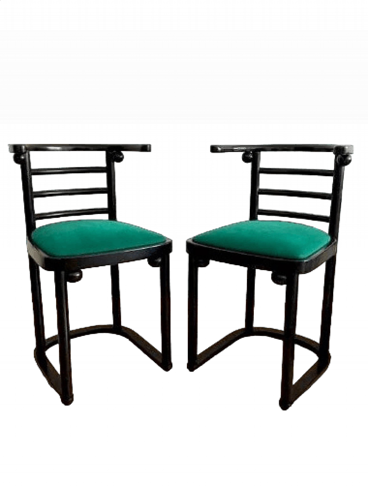 Pair of Fledermaus chairs in black lacquered wood by Josef Hoffmann for Alivar, 1980s 39