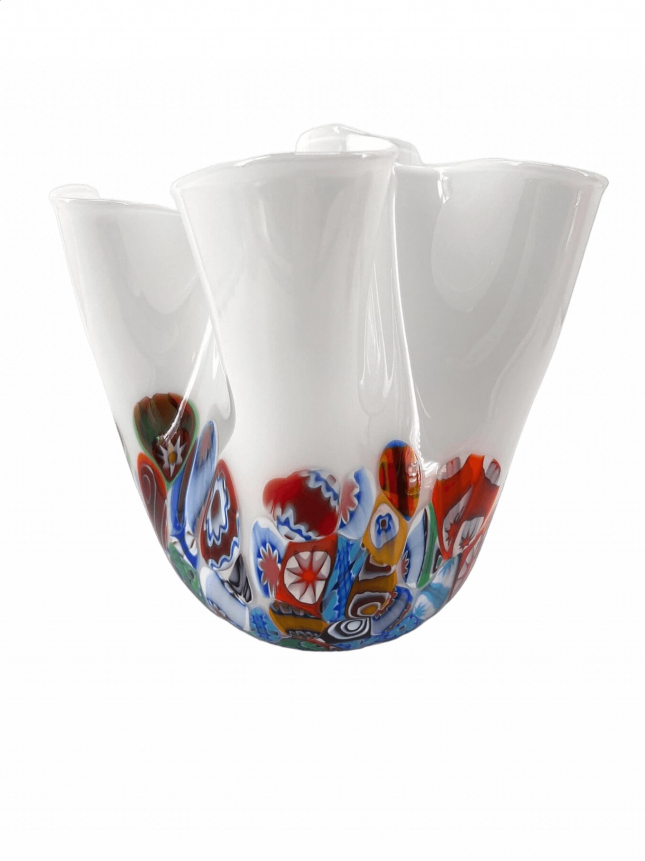 Vaso Fazzoletto con murrine in vetro di Murano 7