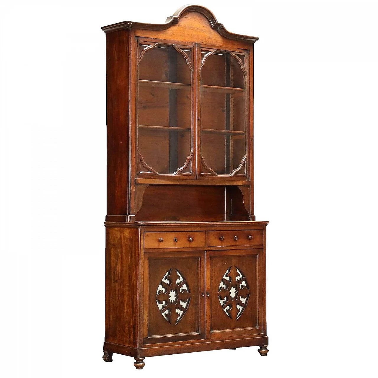 Double-bodied walnut display case, late 19th century 1