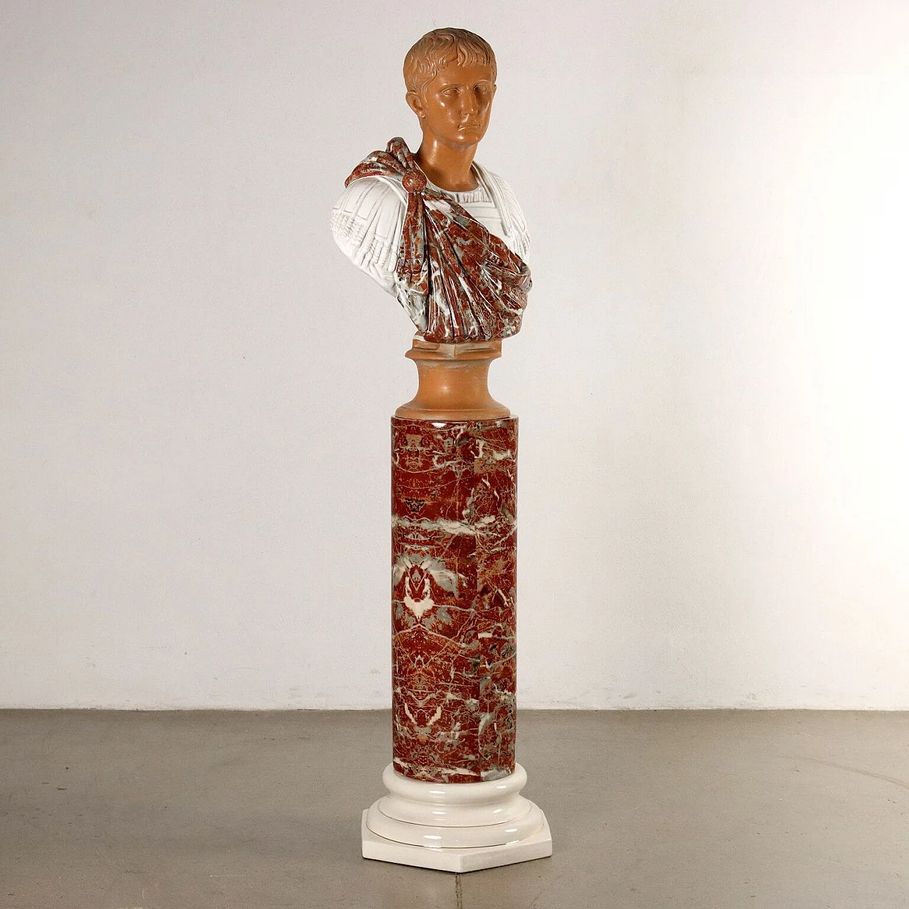 Pair of Roman emperor busts on ceramic columns by Tommaso Barbi, 1970s 3