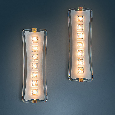 Pair of wall lamps 1568 by Max Ingrand for Fontana Arte, 1950s