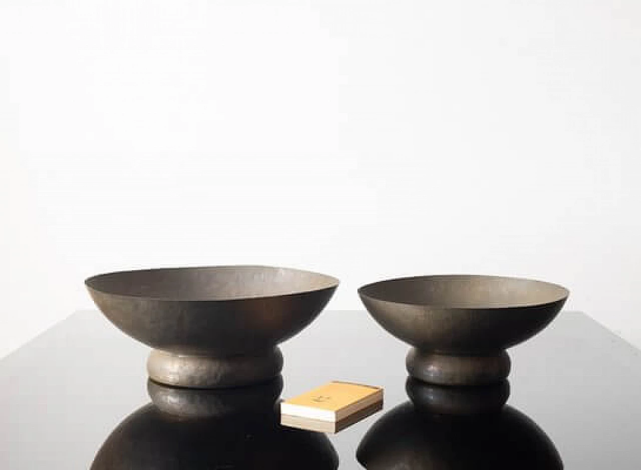 Pair of hammered copper braziers, 1960s 2