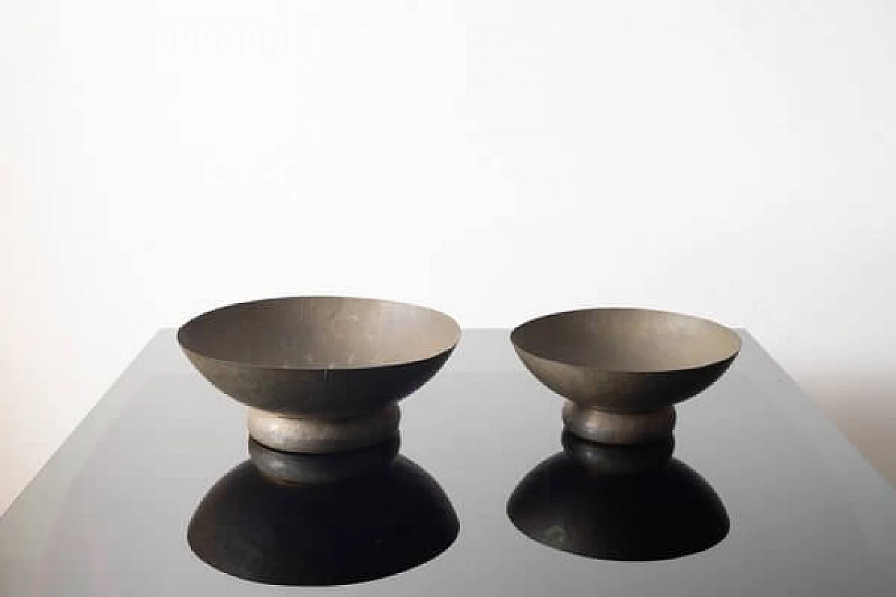 Pair of hammered copper braziers, 1960s 6