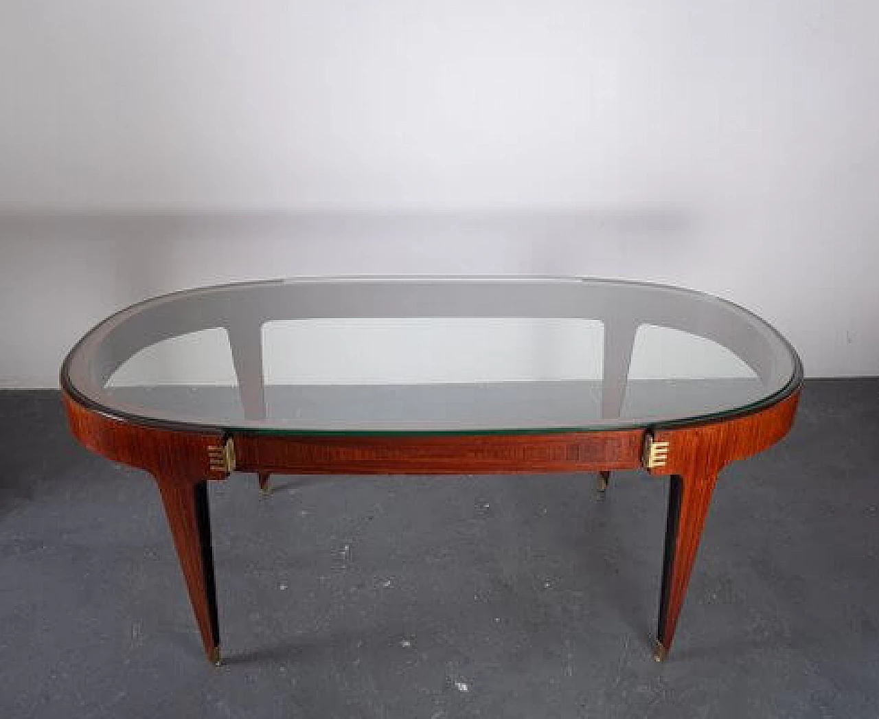 Rosewood dining table with glass top, 1950s 1