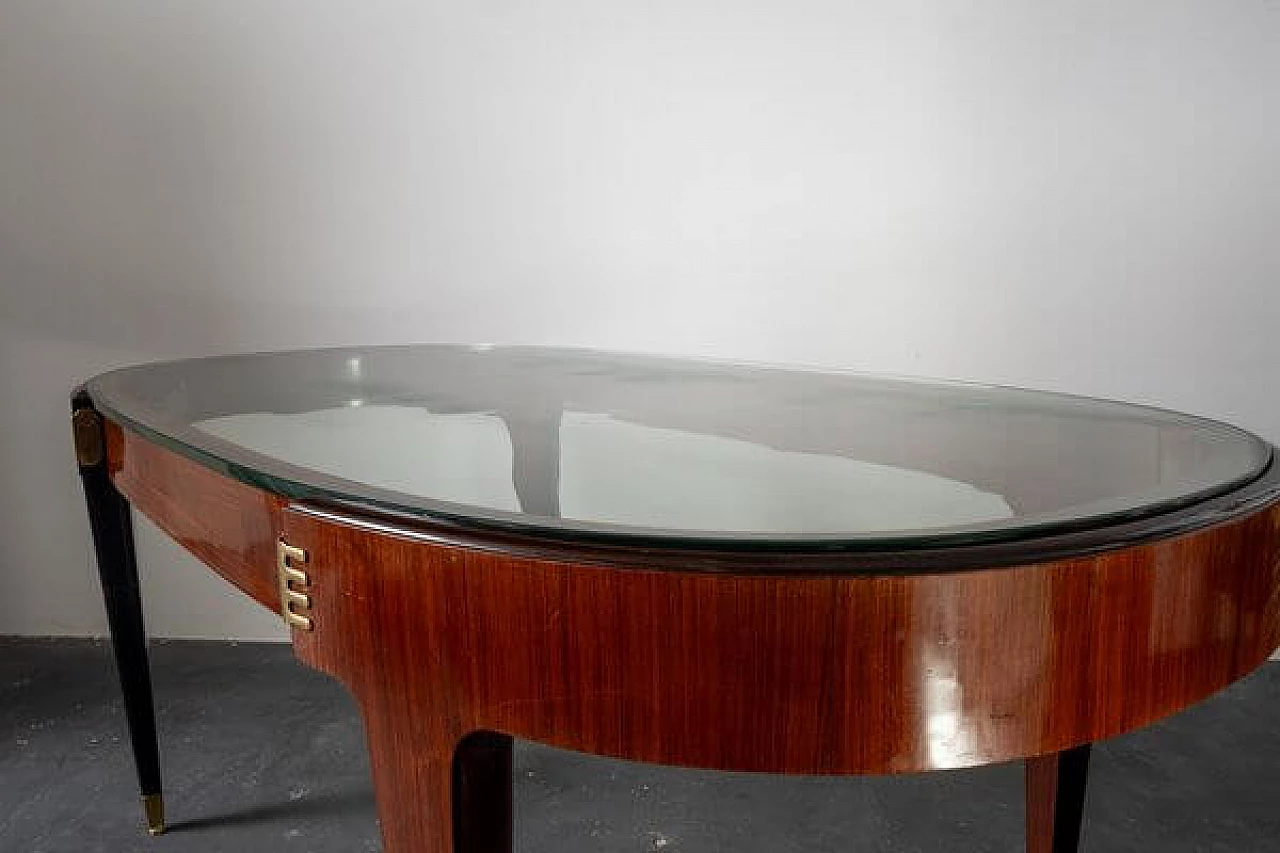 Rosewood dining table with glass top, 1950s 2