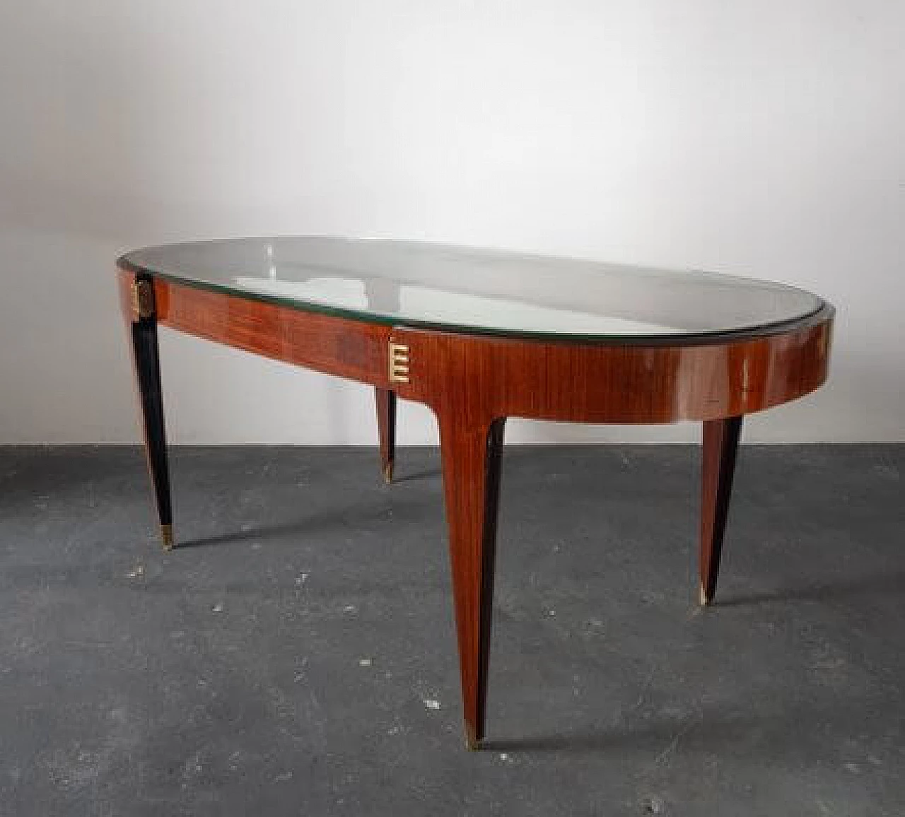 Rosewood dining table with glass top, 1950s 5