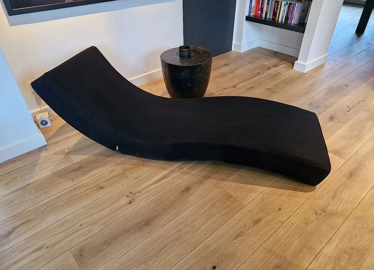 Linea black virgin wool chaise longue by Francesco Rota for Paola Lenti 1
