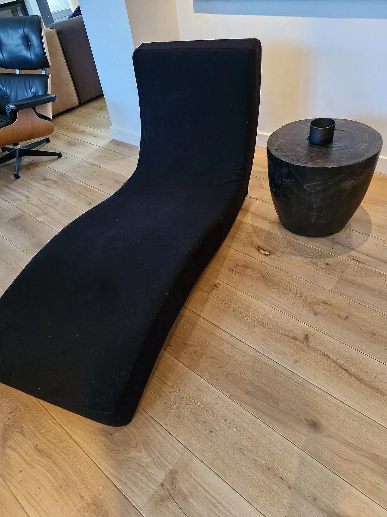 Linea black virgin wool chaise longue by Francesco Rota for Paola Lenti 2