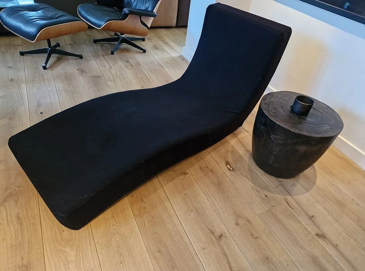 Linea black virgin wool chaise longue by Francesco Rota for Paola Lenti 3