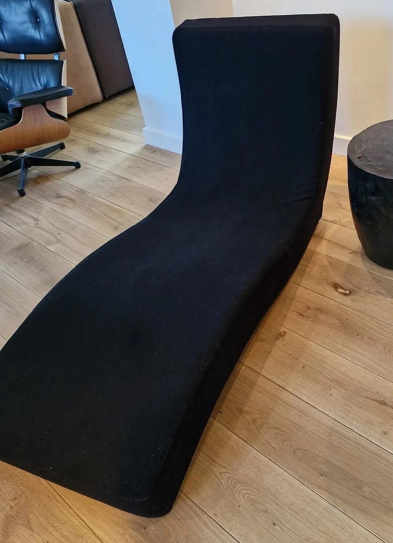 Linea black virgin wool chaise longue by Francesco Rota for Paola Lenti 4