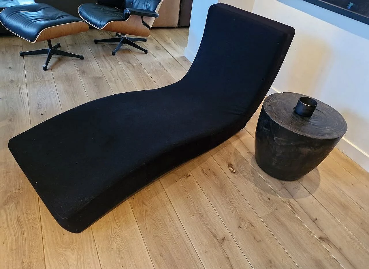 Linea black virgin wool chaise longue by Francesco Rota for Paola Lenti 5