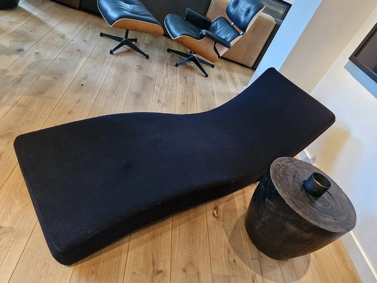 Linea black virgin wool chaise longue by Francesco Rota for Paola Lenti 8