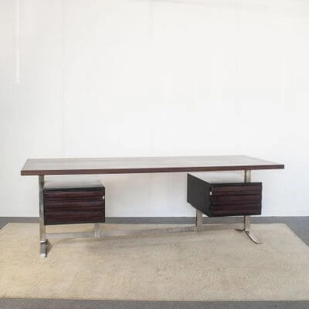 Scrivania in teak e acciaio di Gianni Moscatelli per Formanova, anni '70 16