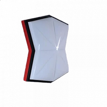 Space Age style red, black and white plastic ceiling lamp, 1980s