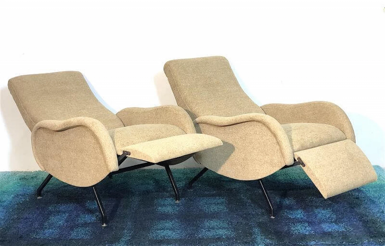 Pair of reclining armchairs attributed to Marco Zanuso, 1960s 1