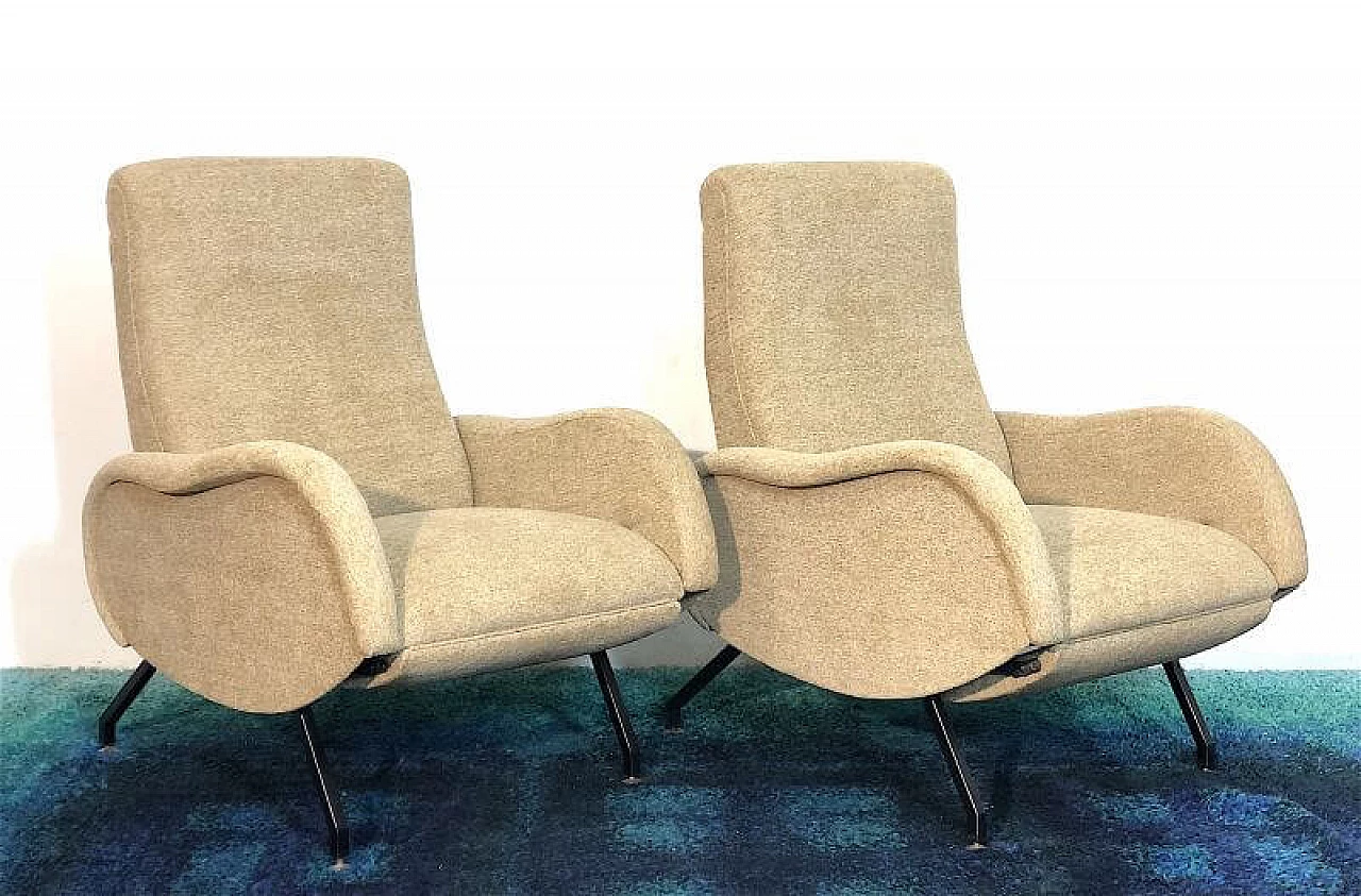Pair of reclining armchairs attributed to Marco Zanuso, 1960s 2