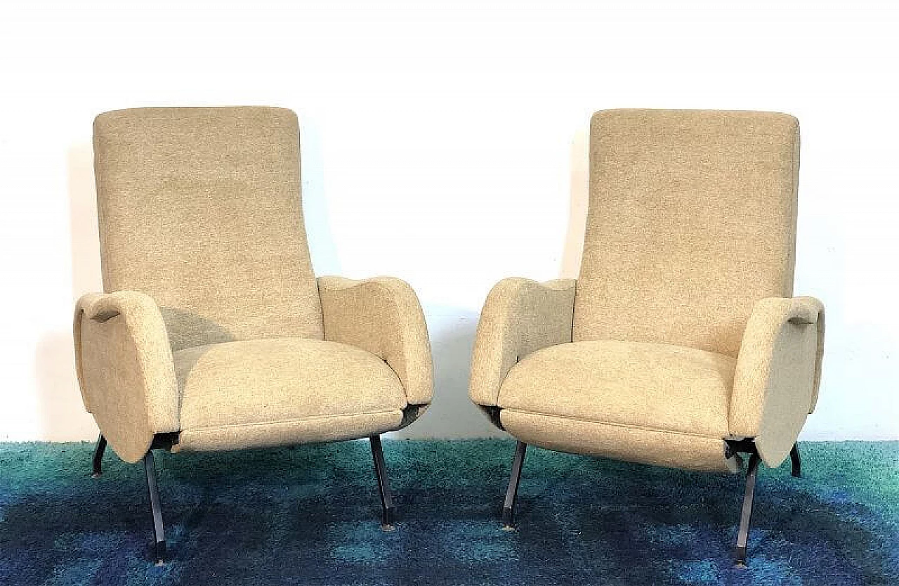 Pair of reclining armchairs attributed to Marco Zanuso, 1960s 3