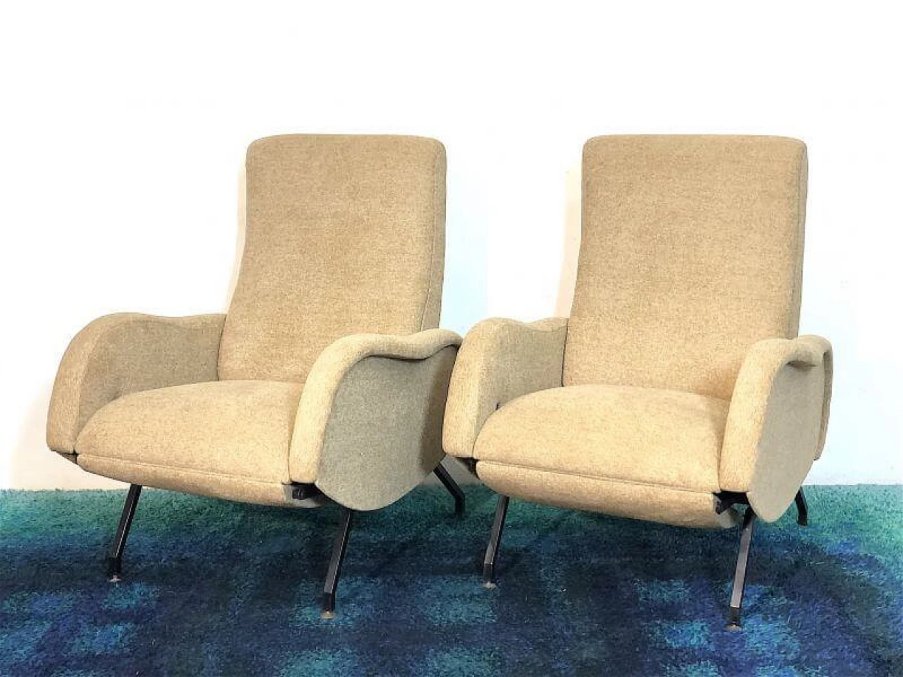 Pair of reclining armchairs attributed to Marco Zanuso, 1960s 4