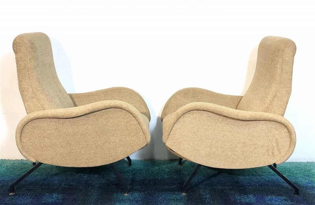 Pair of reclining armchairs attributed to Marco Zanuso, 1960s 6