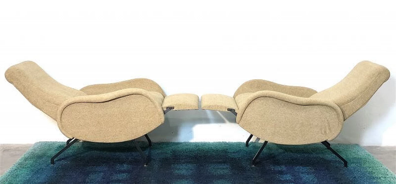 Pair of reclining armchairs attributed to Marco Zanuso, 1960s 8