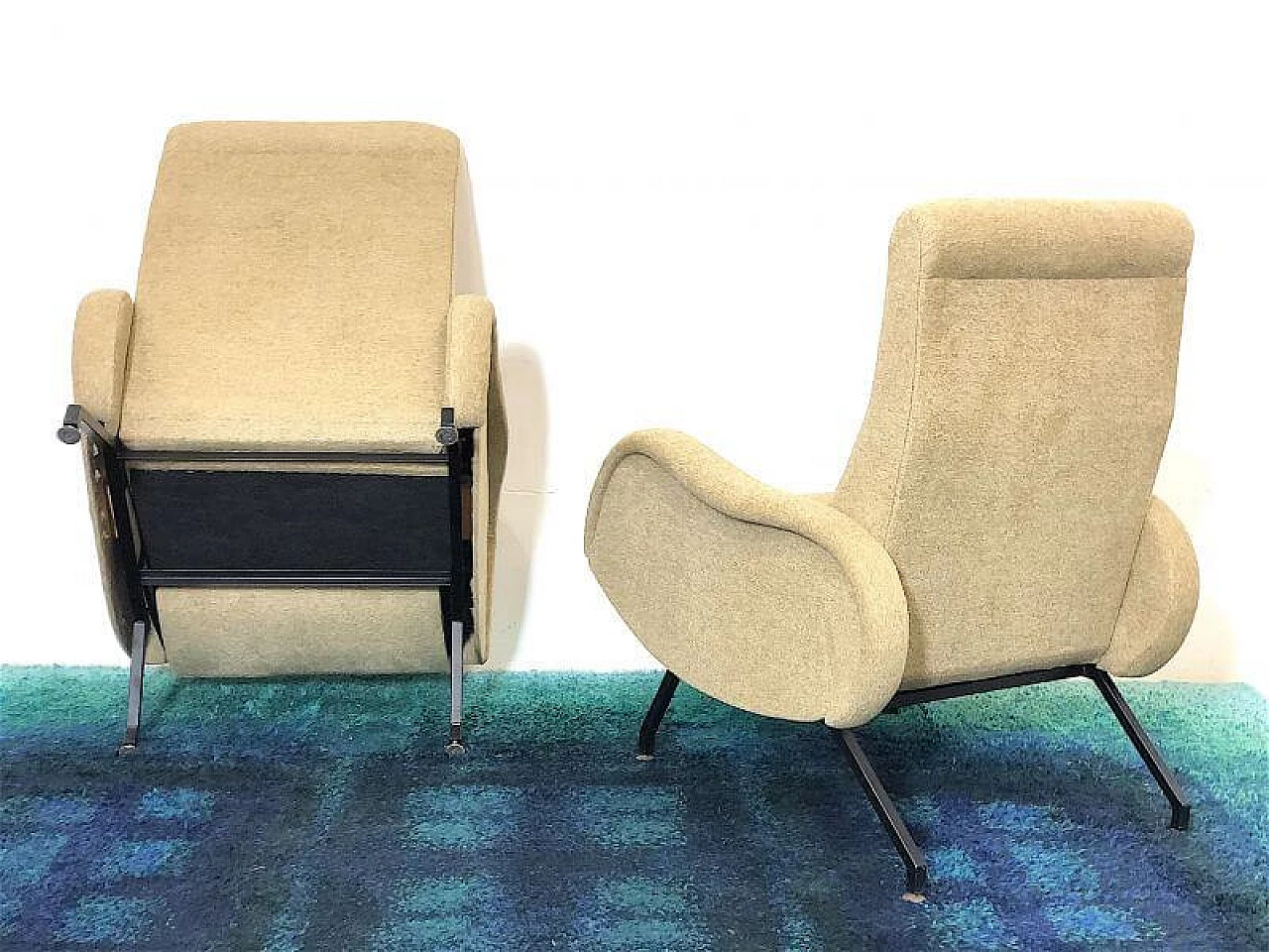 Pair of reclining armchairs attributed to Marco Zanuso, 1960s 11