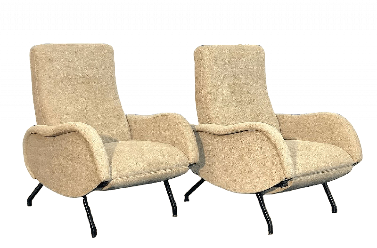 Pair of reclining armchairs attributed to Marco Zanuso, 1960s 12