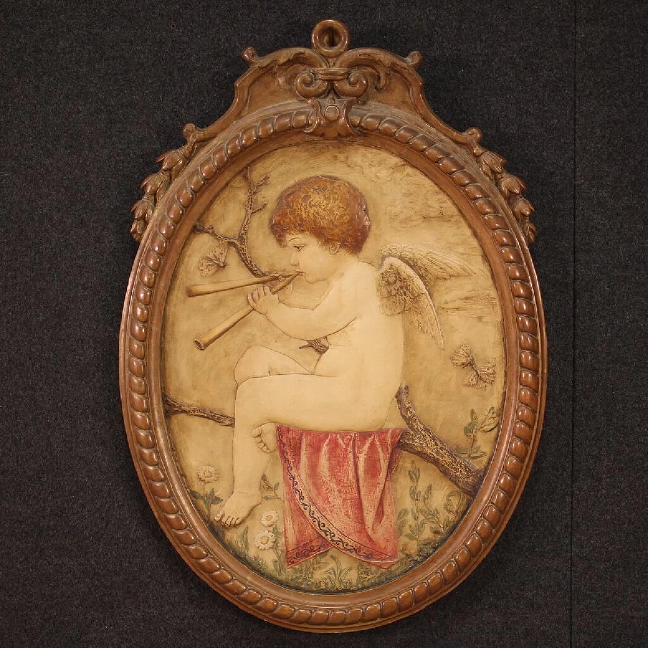 Coppia di bassorilievi ovali in terracotta di Manifattura di Signa, anni '60 3