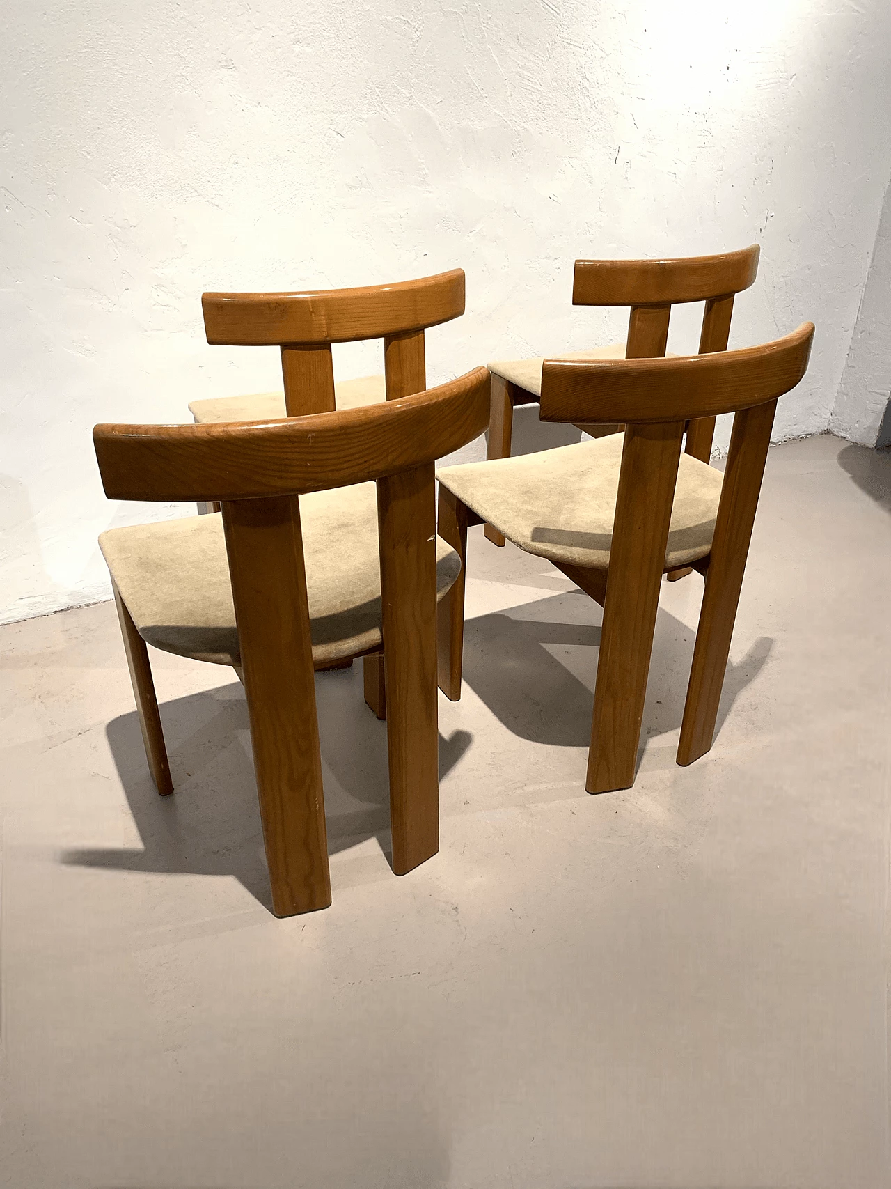 4 Chairs in wood and velvet by Luigi Vaghi for Former, 1970s 7