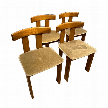 4 Chairs in wood and velvet by Luigi Vaghi for Former, 1970s