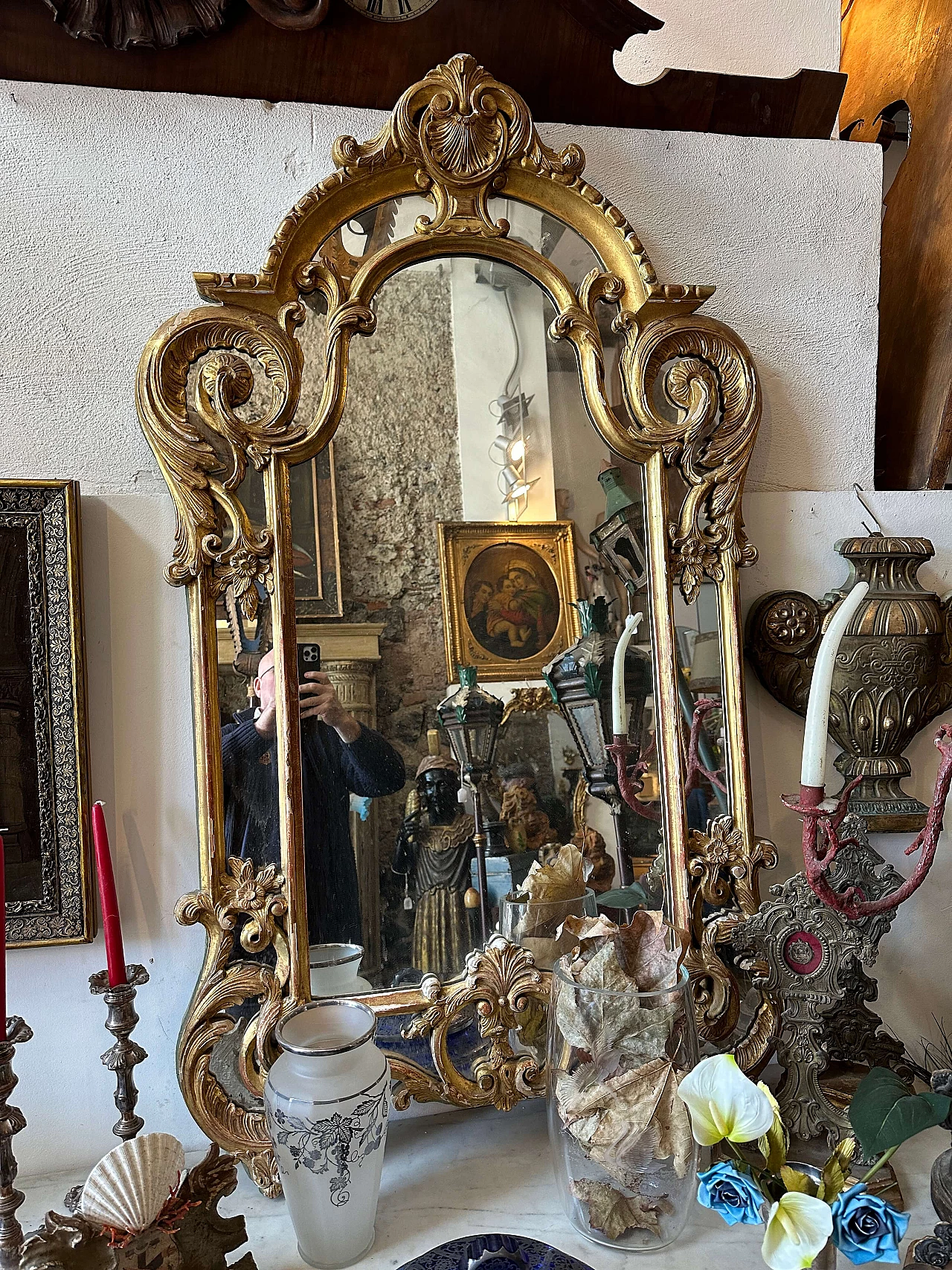 Specchio da parete in legno dorato, '800 11