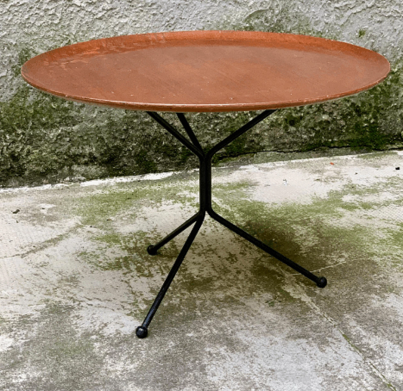 Tavolino in teak e metallo attribuito a F.lli Tagliabue, anni '50 3