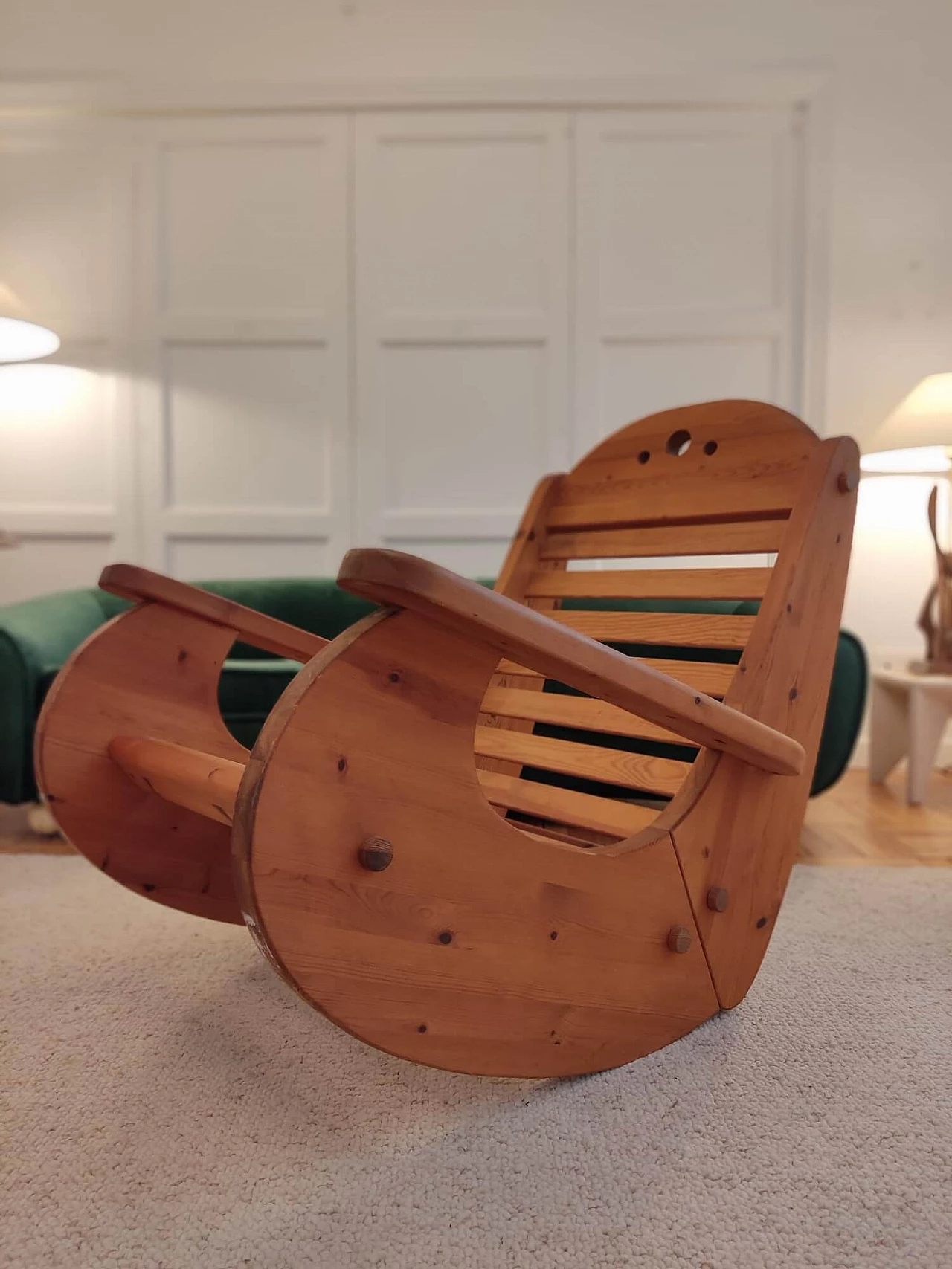 Scandinavian pine rocking chair, 1970s 4