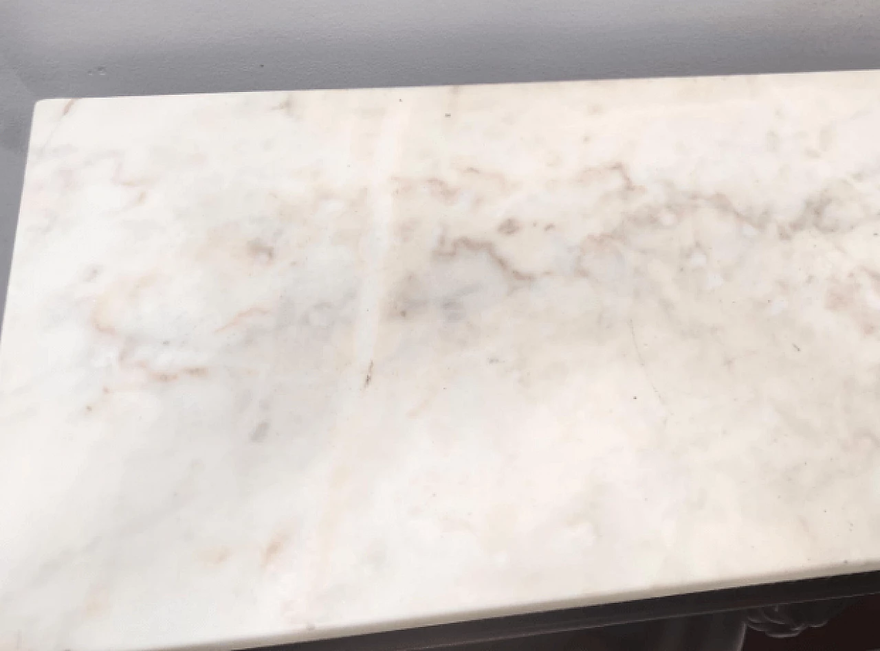 Consolle stile Neoclassico in noce, faggio e marmo di Carrara, anni '50 8