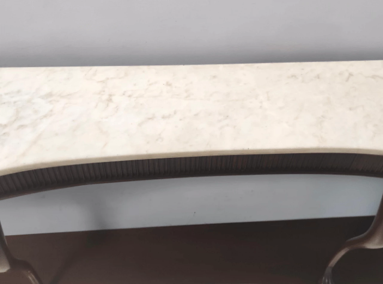 Consolle stile Neoclassico in noce, faggio e marmo di Carrara, anni '50 10