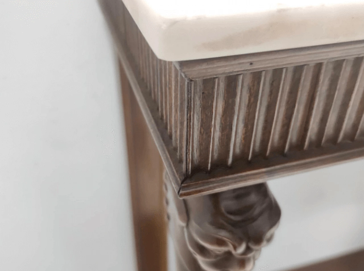 Consolle stile Neoclassico in noce, faggio e marmo di Carrara, anni '50 12