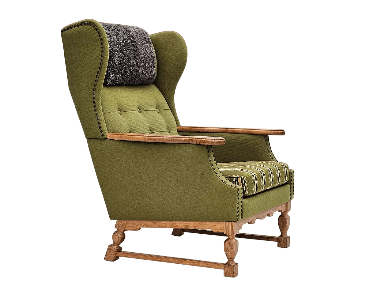 Danish oak highback armchair, 1970s 14