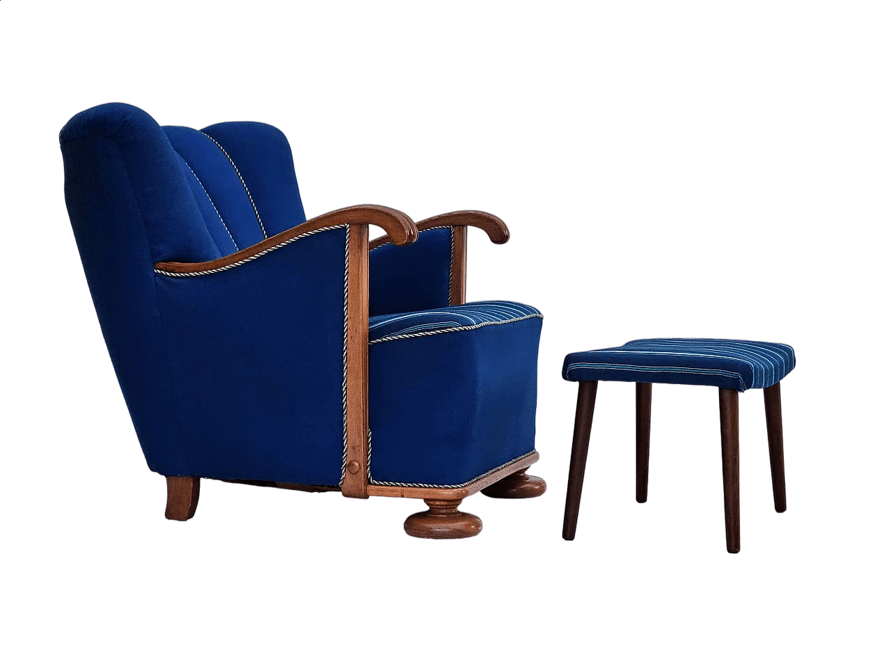 Danish armchair with oak footstool, 1960s 18